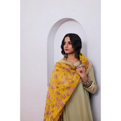 Pant AND PAJAMAS Women Chanderi Grey Kurta with Pant and Dupatta