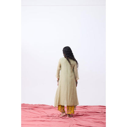 Pant AND PAJAMAS Women Chanderi Grey Kurta with Pant and Dupatta