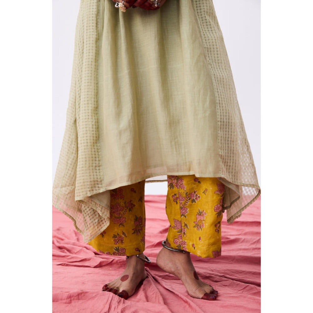 Pant AND PAJAMAS Women Chanderi Grey Kurta with Pant