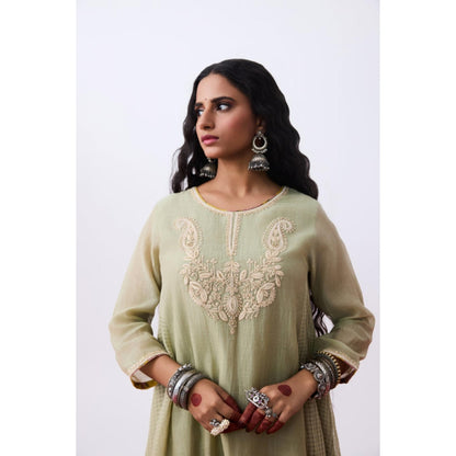 Pant AND PAJAMAS Women Chanderi Grey Kurta with Pant