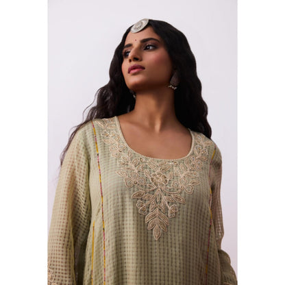 Pant AND PAJAMAS Women Cotton Silk Beige Kurta with Pant and Dupatta