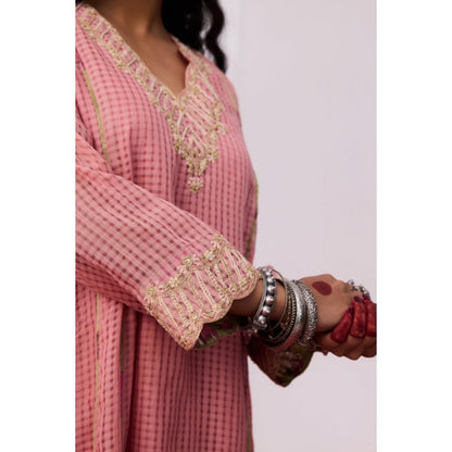 Pant AND PAJAMAS Women Cotton Silk Pink Kurta with Pant and Dupatta