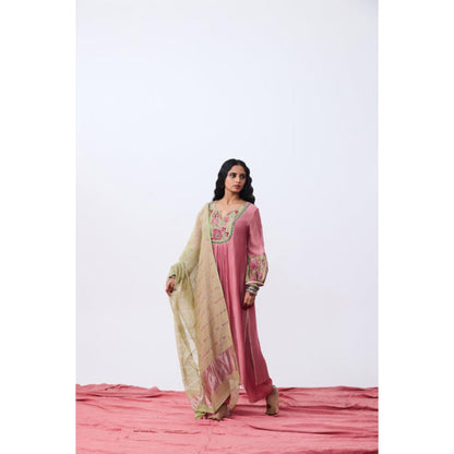 Pant AND PAJAMAS Women Cotton Silk Pink Kurta with Pant and Dupatta