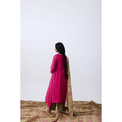 Pant AND PAJAMAS Women Chanderi Pink Kurta with Pant
