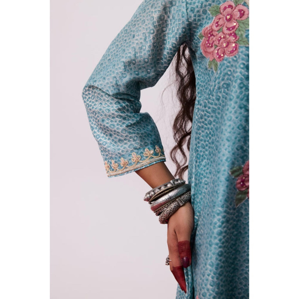 Pant AND PAJAMAS Women Cotton Silk Blue Kurta with Pant and Dupatta