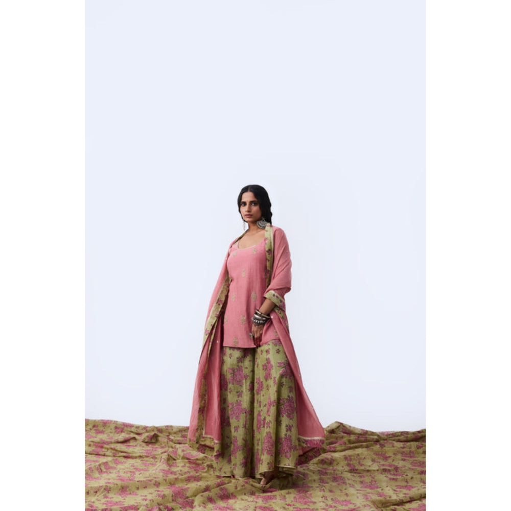 PANTS AND PAJAMAS Bhoomi Embroidered Pink Kurta