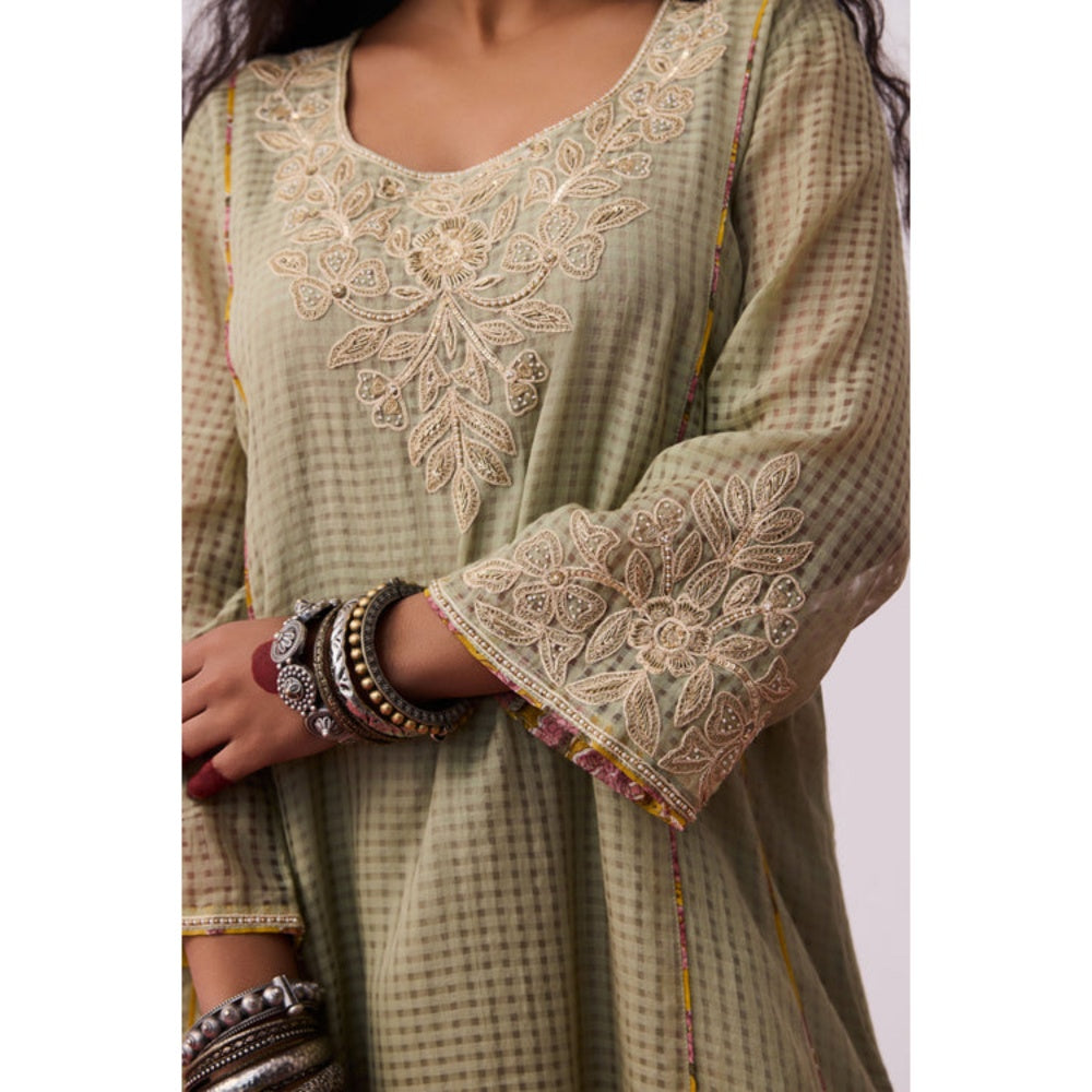PANTS AND PAJAMAS Arunima Embroidered Grey Kurta