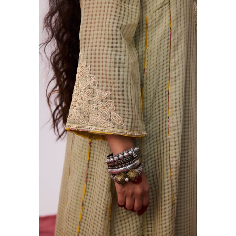 PANTS AND PAJAMAS Arunima Embroidered Grey Kurta