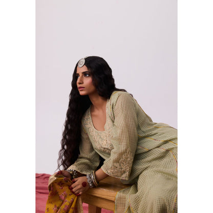PANTS AND PAJAMAS Arunima Embroidered Grey Kurta