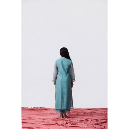 PANTS AND PAJAMAS Chhanda Embroidered Blue Kurta
