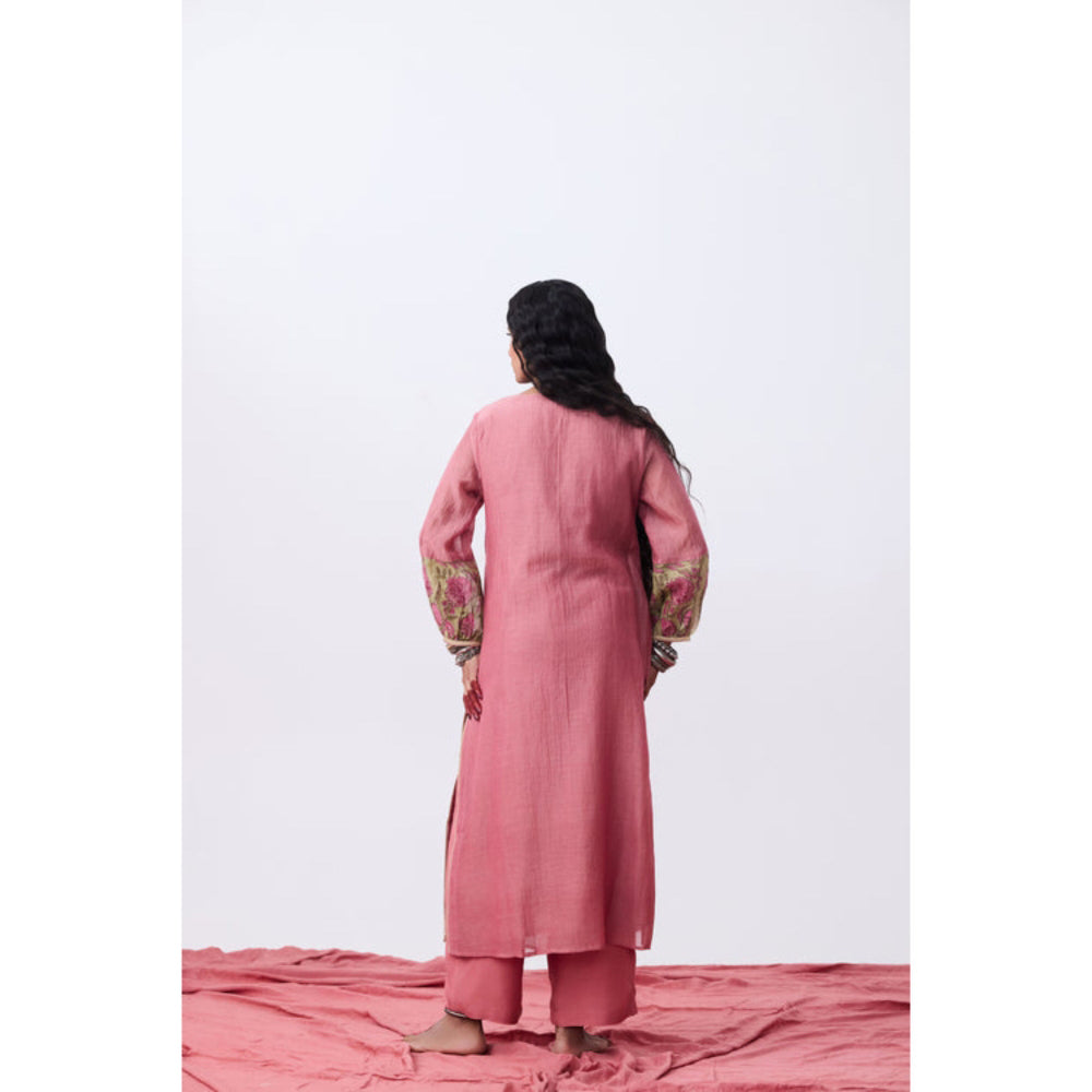 PANTS AND PAJAMAS Nupura Embroidered Pink Kurta
