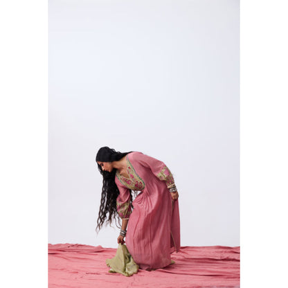 PANTS AND PAJAMAS Nupura Embroidered Pink Kurta
