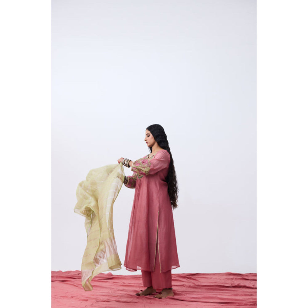 PANTS AND PAJAMAS Nupura Embroidered Pink Kurta