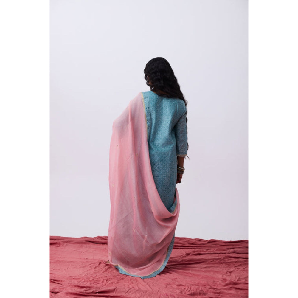PANTS AND PAJAMAS Adya Blue Printed Kurta