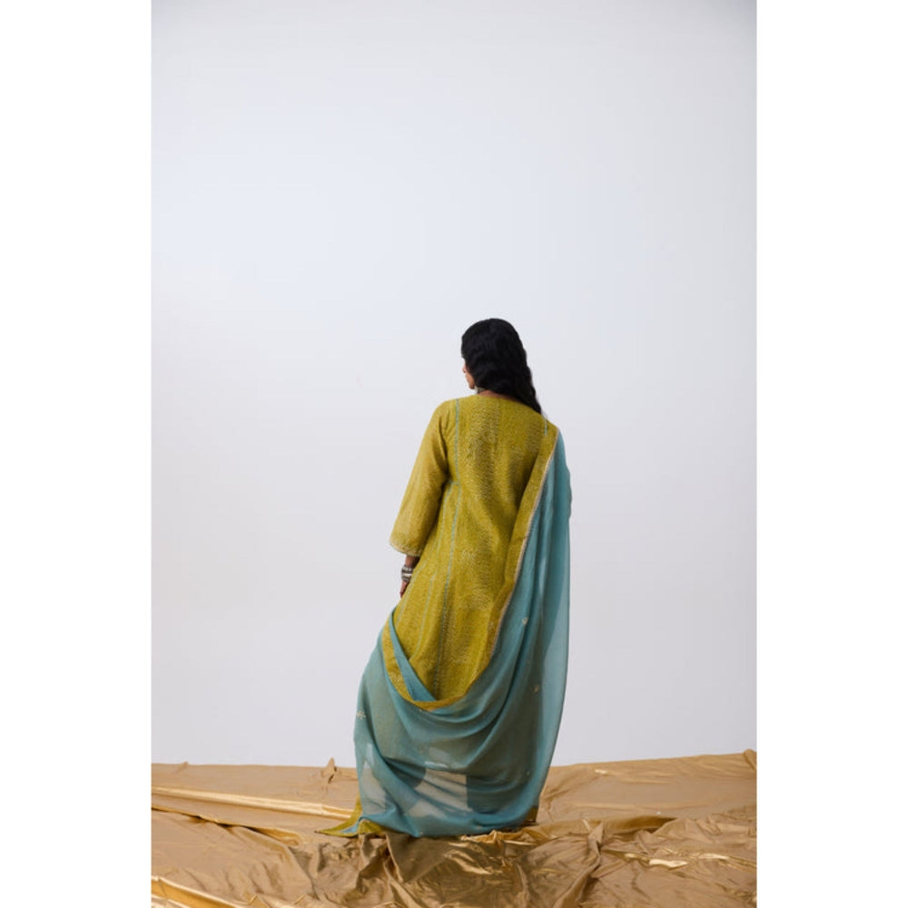 PANTS AND PAJAMAS Nayaab Green Printed Kurta