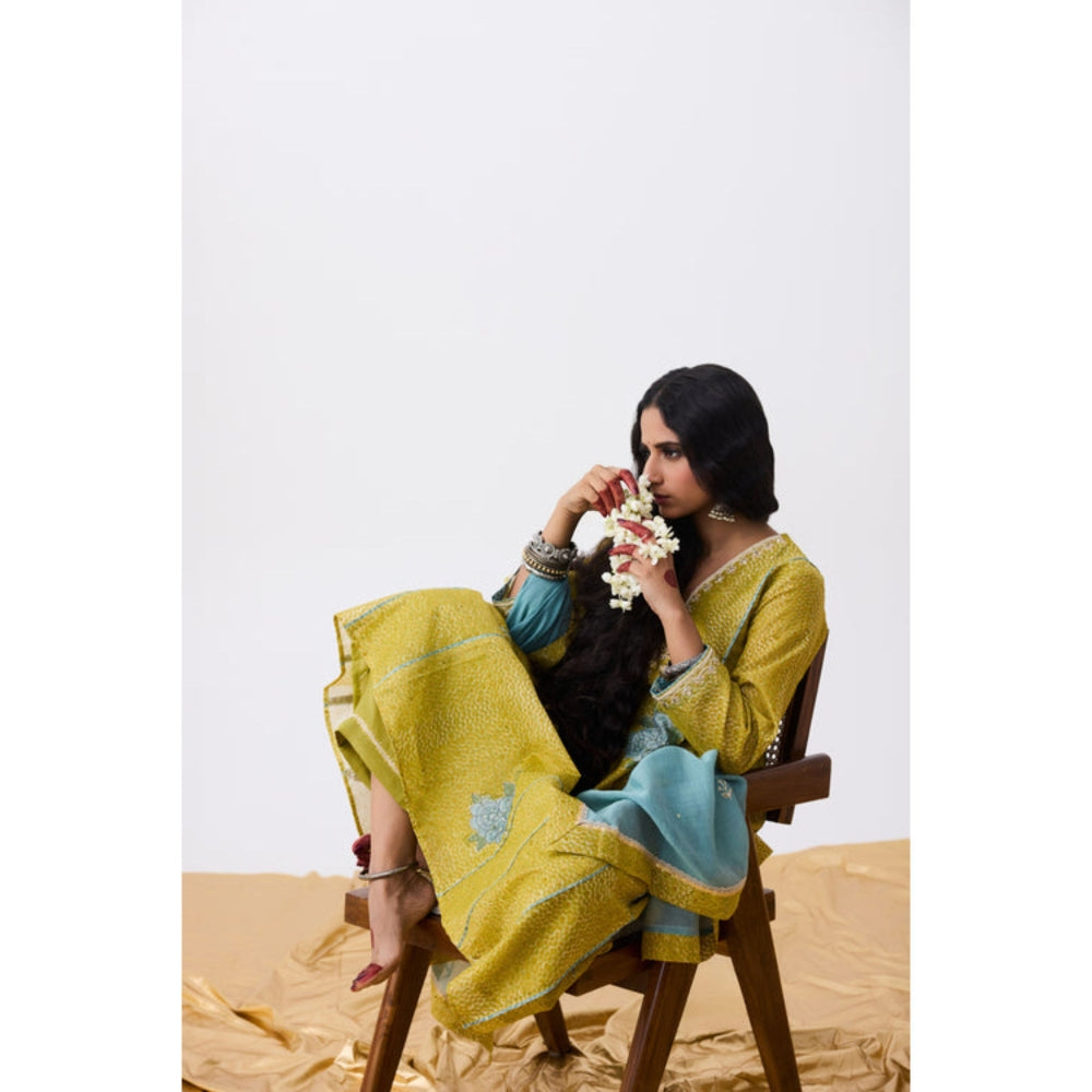 PANTS AND PAJAMAS Nayaab Green Printed Kurta