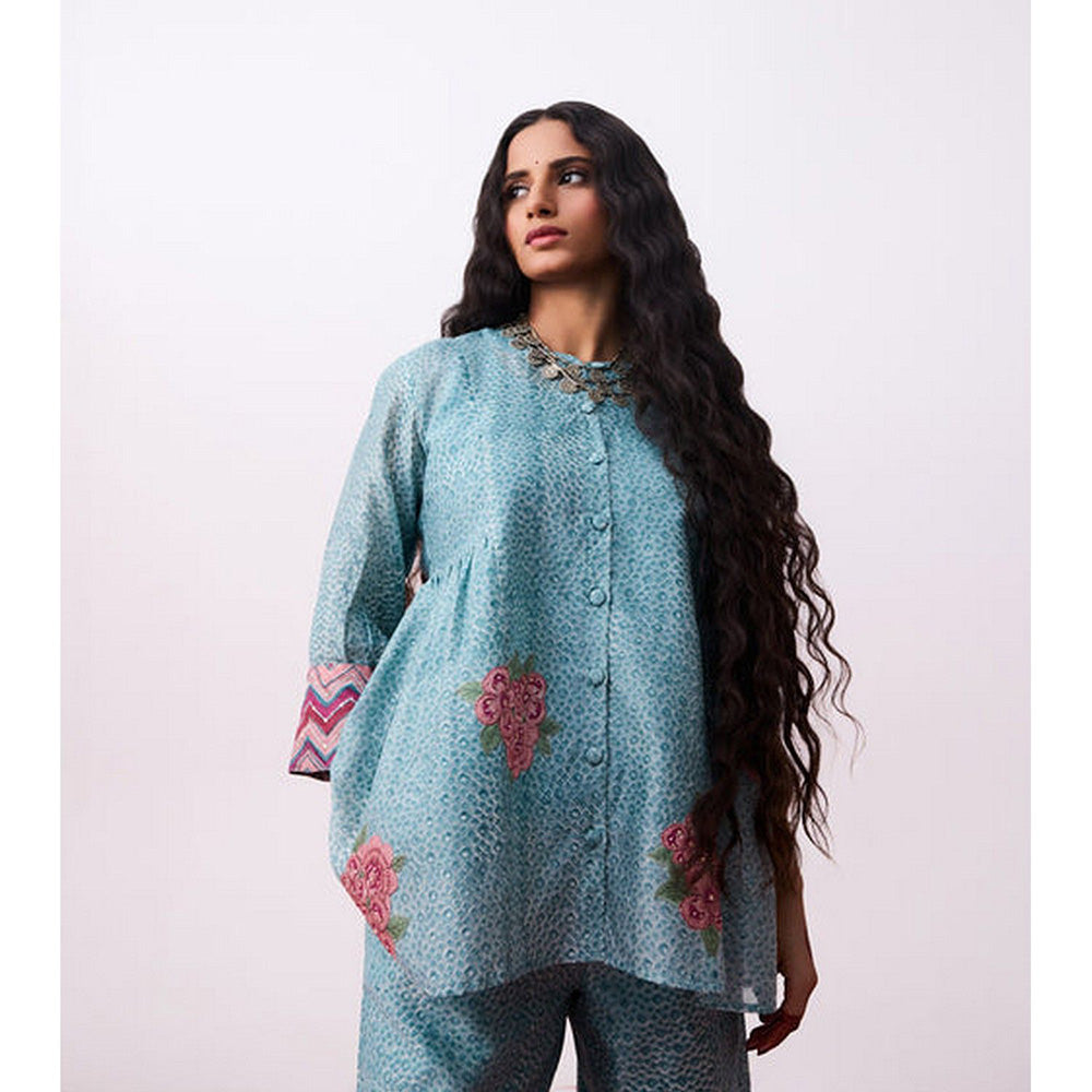 PANTS AND PAJAMAS Abhinaya Blue Printed Tunic