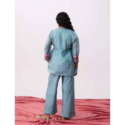 PANTS AND PAJAMAS Abhinaya Blue Printed Tunic