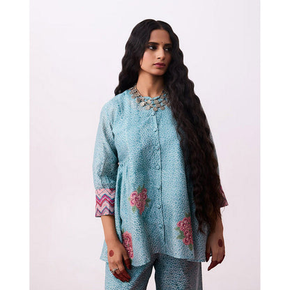 PANTS AND PAJAMAS Abhinaya Blue Printed Tunic