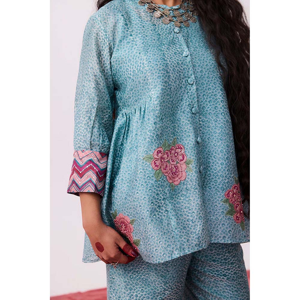 PANTS AND PAJAMAS Abhinaya Blue Printed Tunic