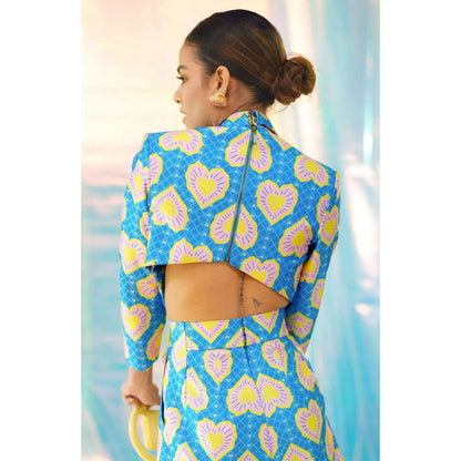 Papa Don't Preach by Shubhika Cerulean Blue Playsuit