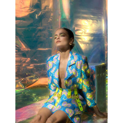 Papa Don't Preach by Shubhika Cerulean Blue Playsuit