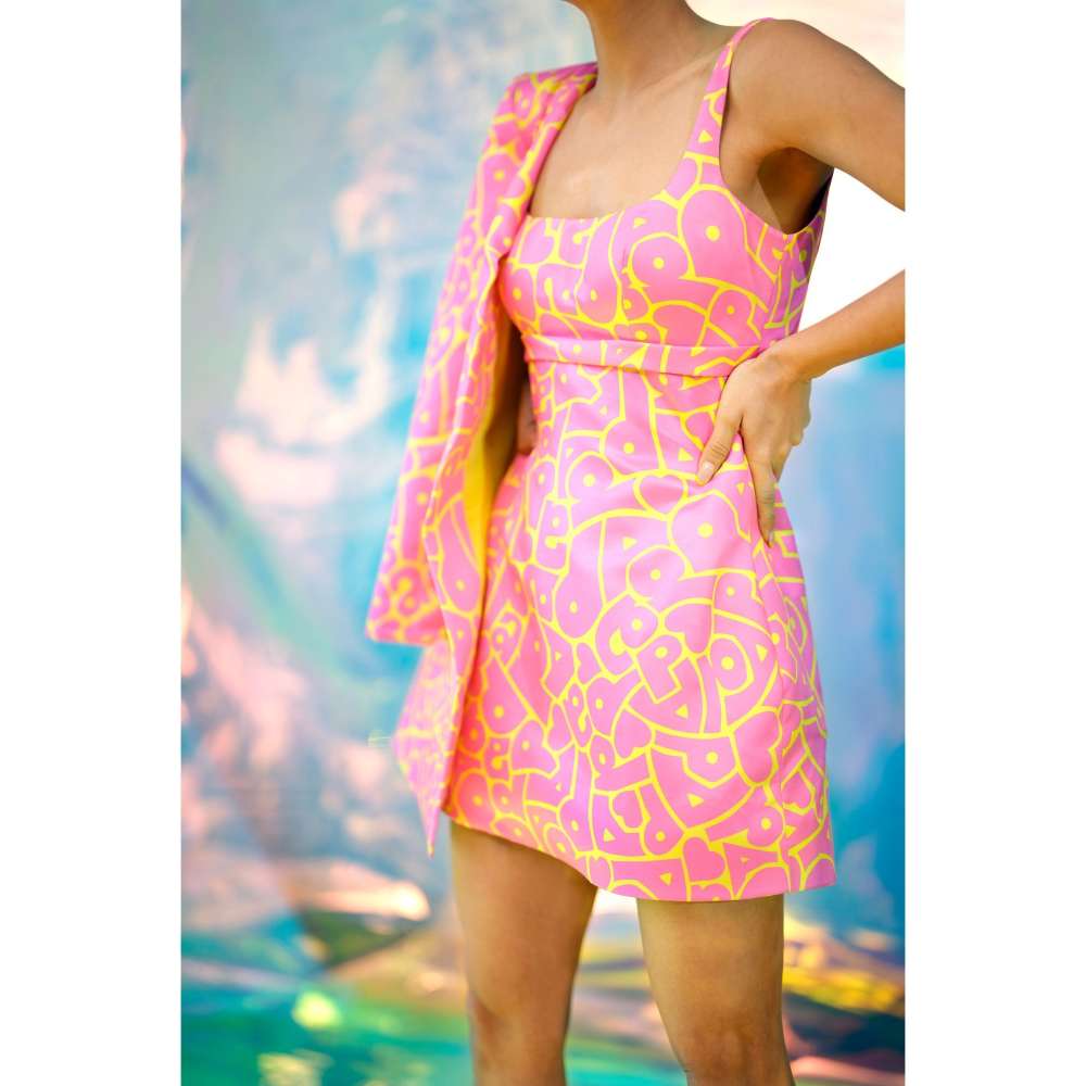 Papa Don't Preach by Shubhika Pink Jacket with Dress (Set of 2)