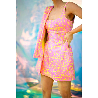 Papa Don't Preach by Shubhika Pink Jacket with Dress (Set of 2)
