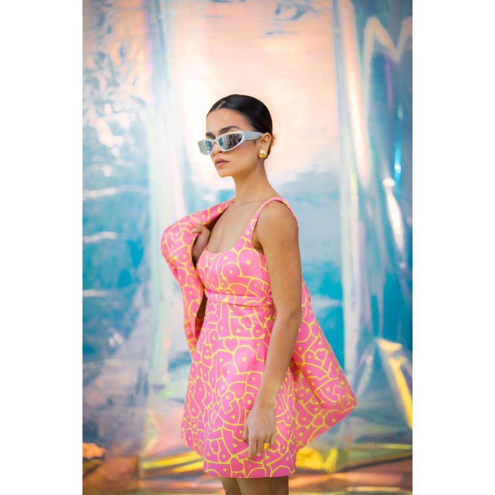 Papa Don't Preach by Shubhika Pink Jacket with Dress (Set of 2)