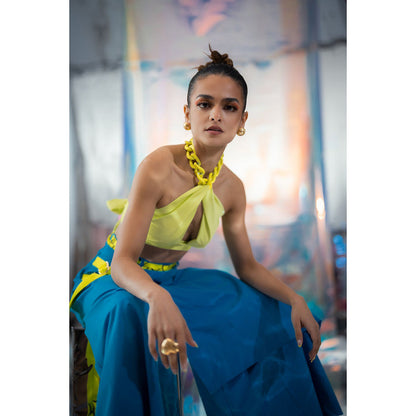 Papa Don't Preach by Shubhika Cerulean Blue Japanese Pant