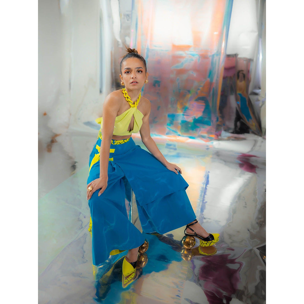 Papa Don't Preach by Shubhika Cerulean Blue Japanese Pant