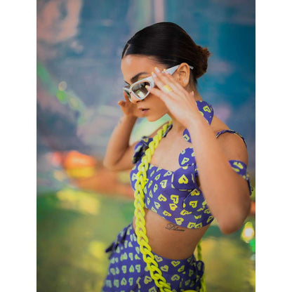 Papa Don't Preach by Shubhika Blue Scallop Bralette with Skirt (Set of 2)