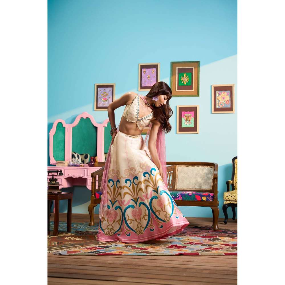 Papa Don't Preach by Shubhika Pink Dipped In Moonlight Lehenga With Blouse And Dupatta