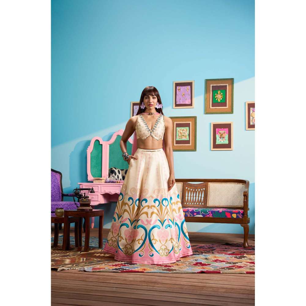 Papa Don't Preach by Shubhika Pink Dipped In Moonlight Lehenga With Blouse And Dupatta