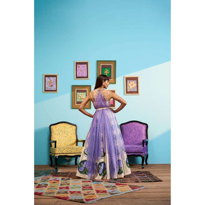 Papa Don't Preach by Shubhika Cream Soft Serve Swirl Lehenga With Blouse, Jacket And Belt