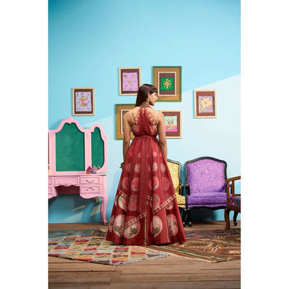 Papa Don't Preach by Shubhika Maroon Cinnamon Kisses Lehenga With Blouse, Jacket And Belt