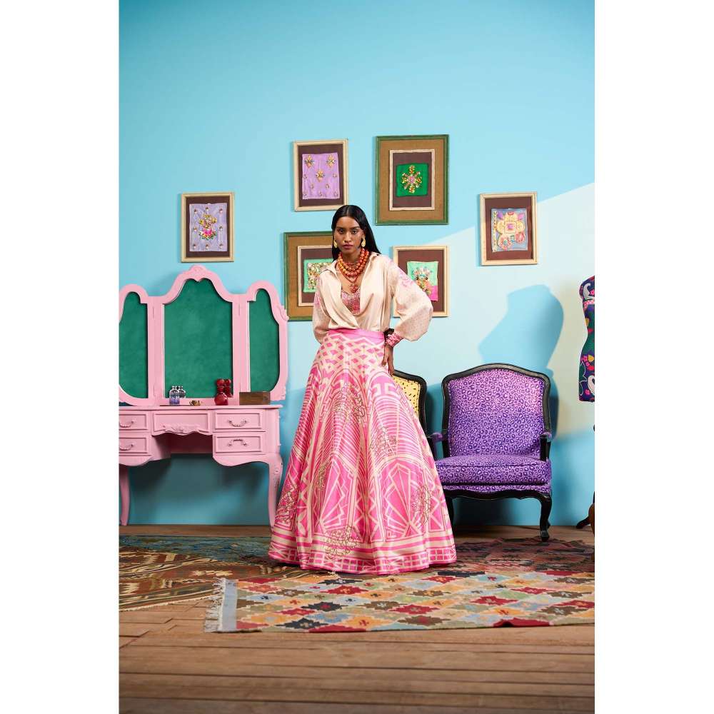 Papa Don't Preach by Shubhika Pink Fairy Floss Lehenga With Blouse And Jacket
