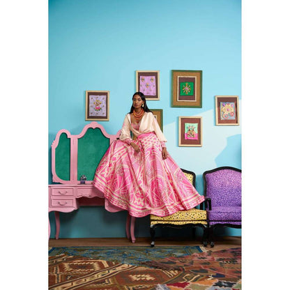 Papa Don't Preach by Shubhika Pink Fairy Floss Lehenga With Blouse And Jacket
