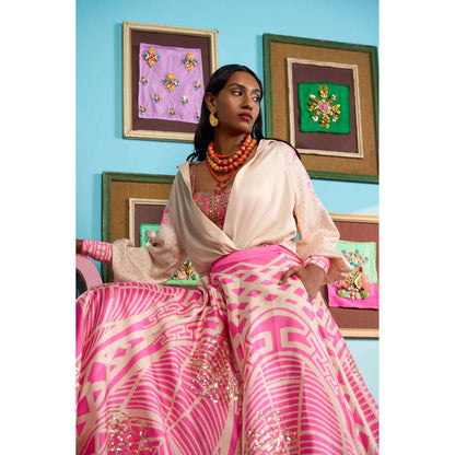 Papa Don't Preach by Shubhika Pink Fairy Floss Lehenga With Blouse And Jacket