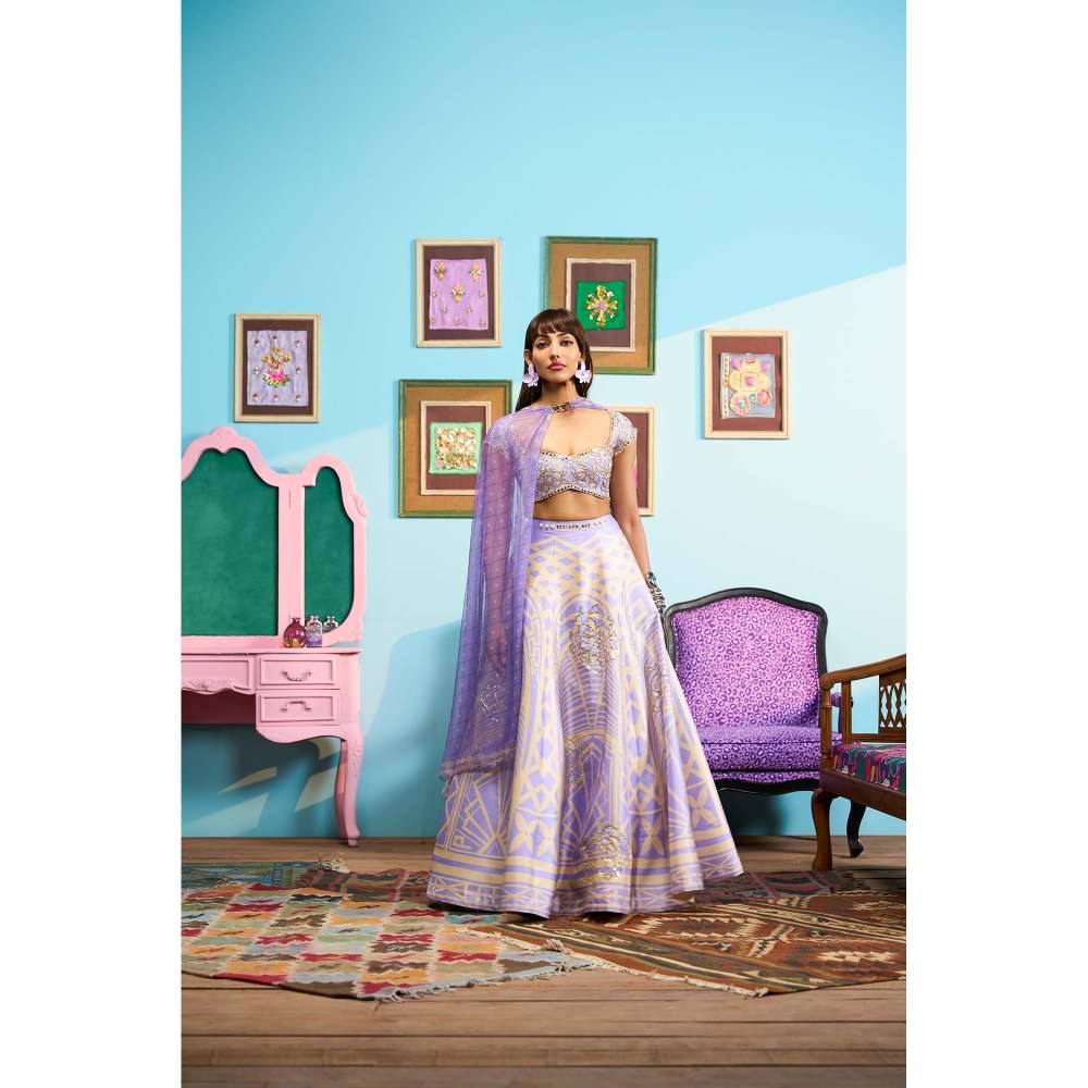 Papa Don't Preach by Shubhika Lavender Haze Lehenga With Blouse And Dupatta