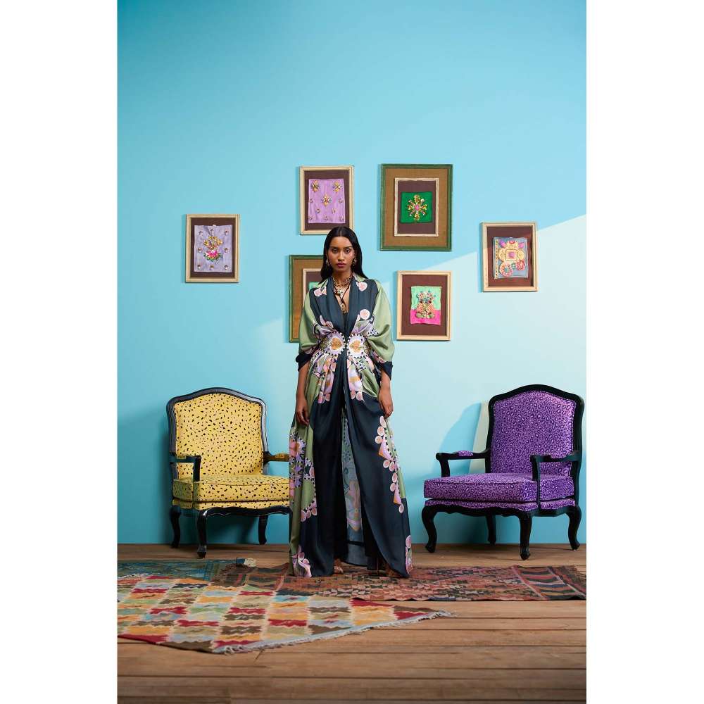 Papa Don't Preach by Shubhika Green Coven Jacket With Belt