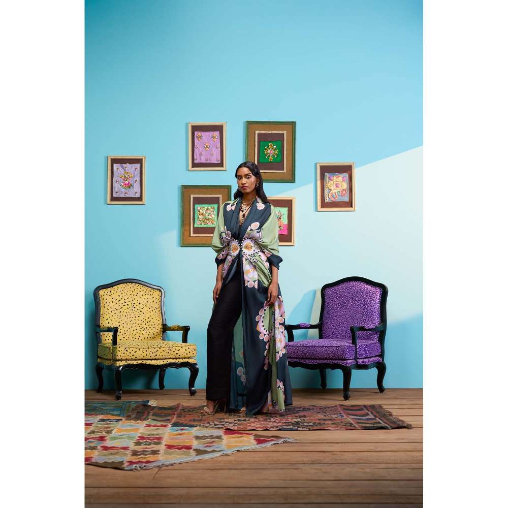 Papa Don't Preach by Shubhika Green Coven Jacket With Belt