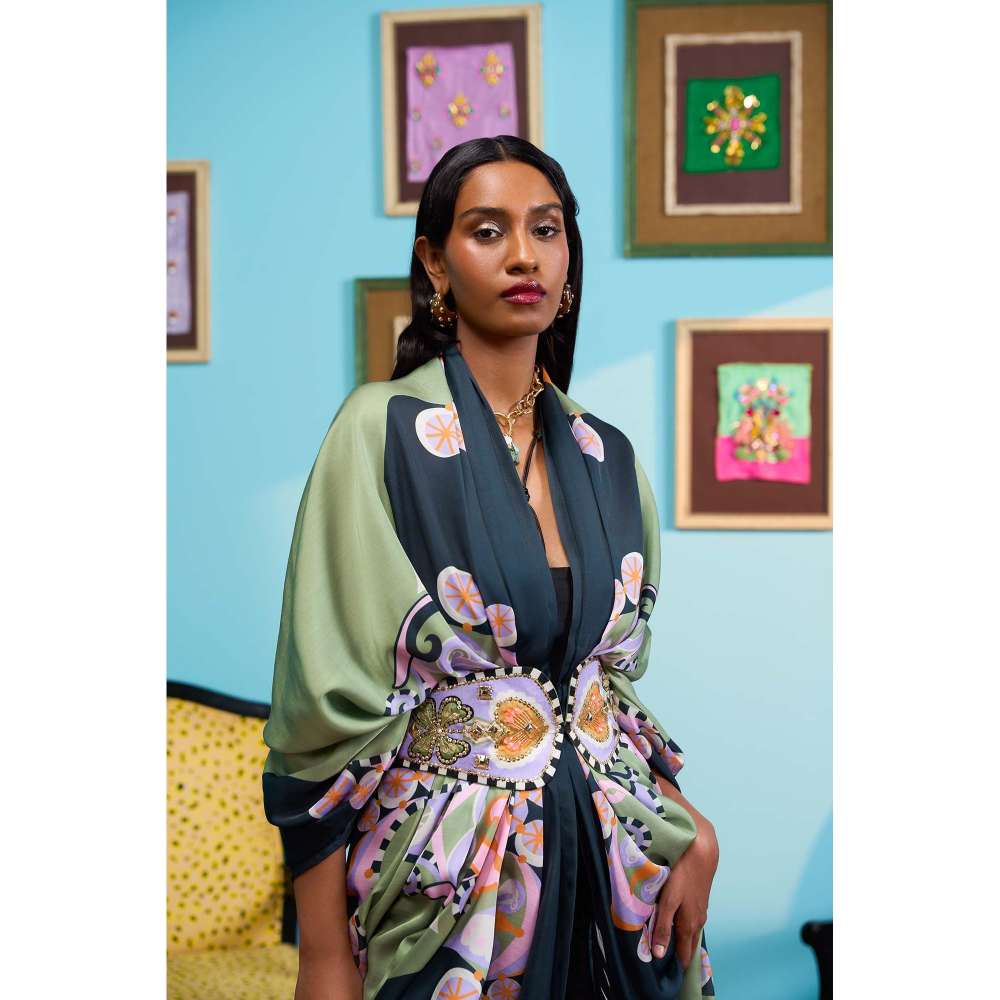 Papa Don't Preach by Shubhika Green Coven Jacket With Belt