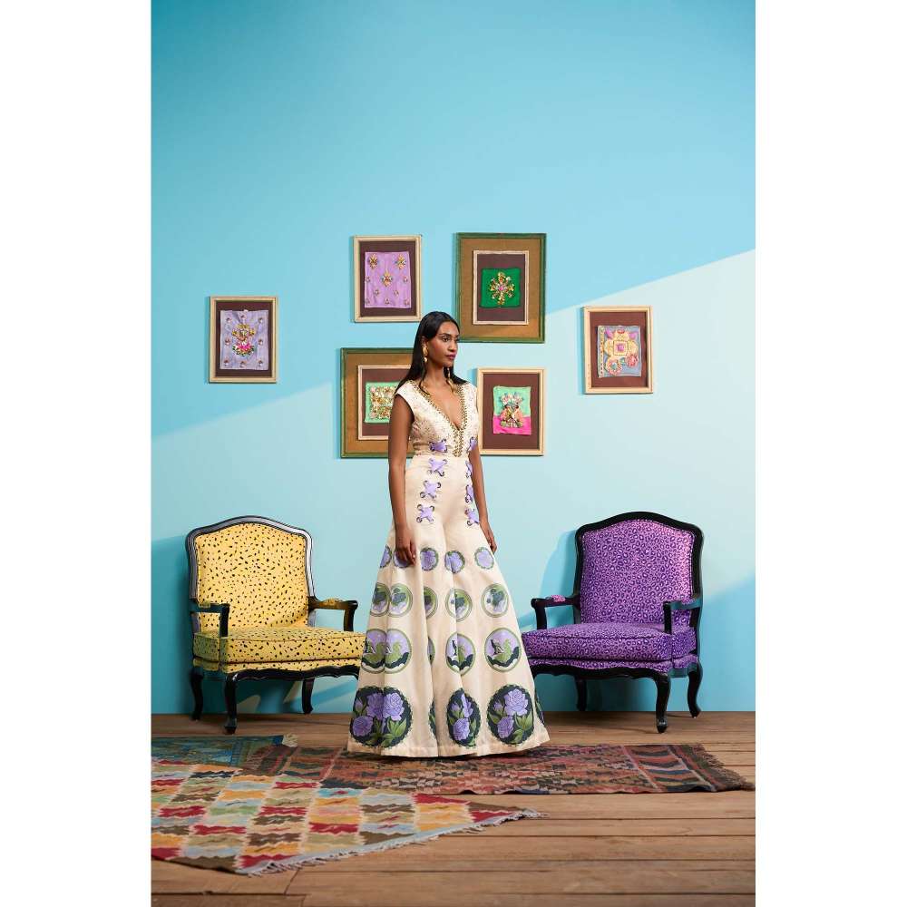 Papa Don't Preach by Shubhika Cream Cosmic Feelings Jumpsuit