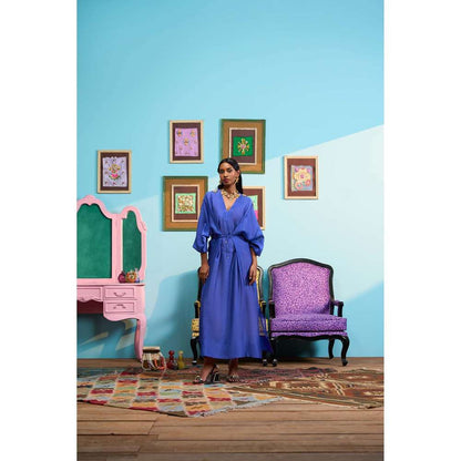 Papa Don't Preach by Shubhika Blue Ocean Eyes Kaftan Dress With Slip