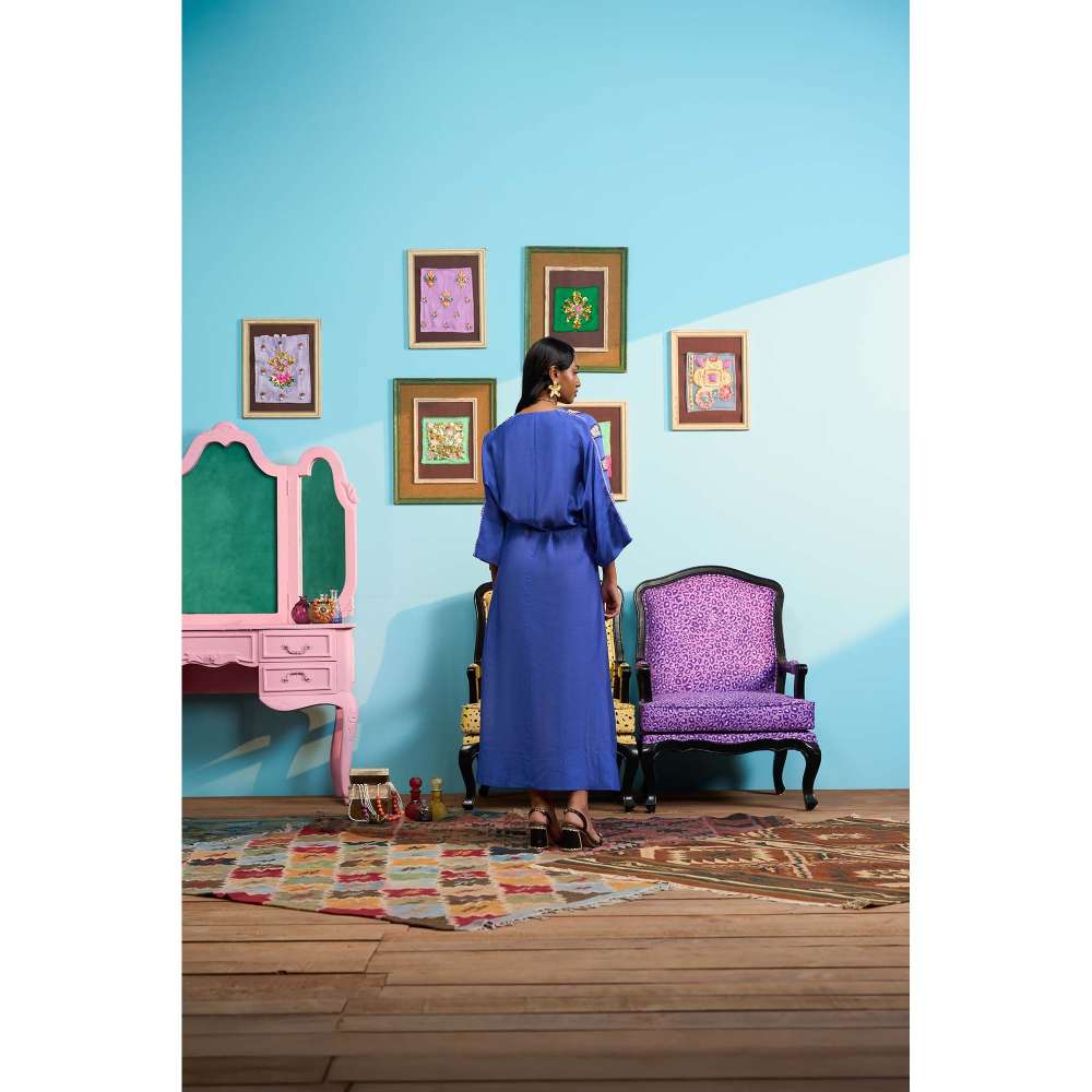 Papa Don't Preach by Shubhika Blue Ocean Eyes Kaftan Dress With Slip