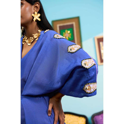 Papa Don't Preach by Shubhika Blue Ocean Eyes Kaftan Dress With Slip