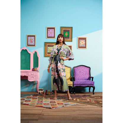 Papa Don't Preach by Shubhika Green A Summer Night Kaftan Dress With Slip