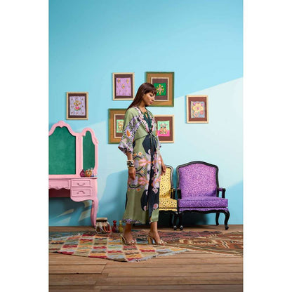 Papa Don't Preach by Shubhika Green A Summer Night Kaftan Dress With Slip