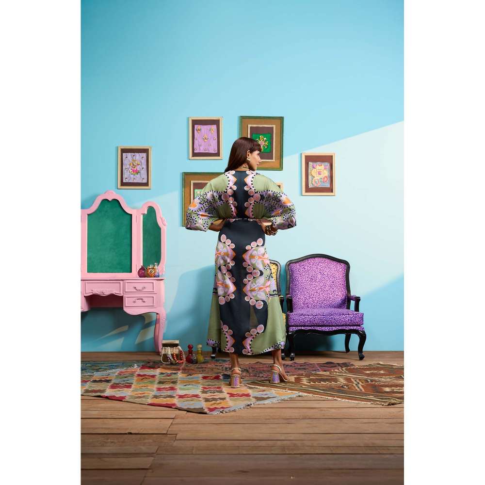 Papa Don't Preach by Shubhika Green A Summer Night Kaftan Dress With Slip